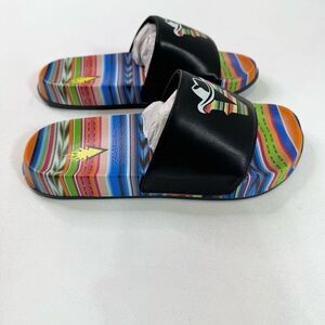 Very Volatile Sandals Womens 8 Black w/Serape Design Slides V Logo Slip On Slide